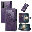 For TCL 30 V 5G Mandala Flower Embossed Flip Leather Phone Case(Purple) - 1