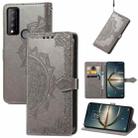 For TCL 30 V 5G Mandala Flower Embossed Flip Leather Phone Case(Gray) - 1