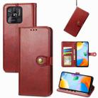 For Xiaomi Redmi 10C Retro Solid Color Buckle Leather Phone Case(Red) - 1