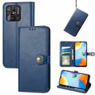 For Xiaomi Redmi 10C Retro Solid Color Buckle Leather Phone Case(Blue) - 1