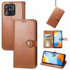 For Xiaomi Redmi 10C Retro Solid Color Buckle Leather Phone Case(Brown) - 1