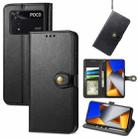 For Xiaomi Poco M4 Pro Retro Solid Color Buckle Leather Phone Case(Black) - 1