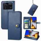 For Xiaomi Poco M4 Pro Retro Solid Color Buckle Leather Phone Case(Blue) - 1