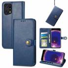 For OPPO Find X5 Retro Solid Color Buckle Leather Phone Case(Blue) - 1