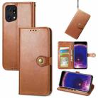 For OPPO Find X5 Retro Solid Color Buckle Leather Phone Case(Brown) - 1