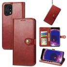 For OPPO Find X5 Pro Retro Solid Color Buckle Leather Phone Case(Red) - 1