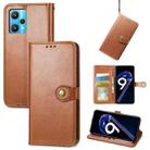 For OPPO Realme 9 Pro+ 5G Retro Solid Color Buckle Leather Phone Case(Brown) - 1