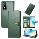 For vivo Y76 5G Retro Solid Color Buckle Leather Phone Case(Green) - 1