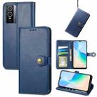 For vivo Y76 5G Retro Solid Color Buckle Leather Phone Case(Blue) - 1