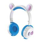 AEC BK7 Cute Bear Children Wireless Bluetooth Headset with LED Light(White Blue) - 1