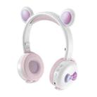 AEC BK7 Cute Bear Children Wireless Bluetooth Headset with LED Light(White Pink) - 1
