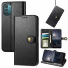 For Nokia G21 Retro Solid Color Buckle Leather Phone Case(Black) - 1