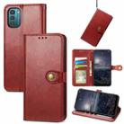 For Nokia G21 Retro Solid Color Buckle Leather Phone Case(Red) - 1