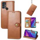 For TCL 30 SE Retro Solid Color Buckle Leather Phone Case(Brown) - 1