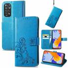 For Xiaomi Redmi Note 11 Pro 4G Global Four-leaf Clasp Embossed Buckle Leather Phone Case(Blue) - 1