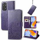 For Xiaomi Redmi Note 11 Pro 4G Global Four-leaf Clasp Embossed Buckle Leather Phone Case(Purple) - 1