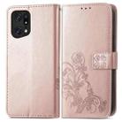 For OPPO Find X5 Pro Four-leaf Clasp Embossed Buckle Leather Phone Case(Rose Gold) - 2