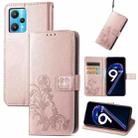 For OPPO Realme 9 Pro Four-leaf Clasp Embossed Buckle Leather Phone Case(Rose Gold) - 1