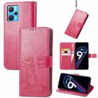 For OPPO Realme 9 Pro+ 5G Four-leaf Clasp Embossed Buckle Leather Phone Case(Magenta) - 1