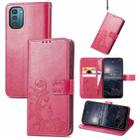 For Nokia G21 Four-leaf Clasp Embossed Buckle Leather Phone Case(Magenta) - 1