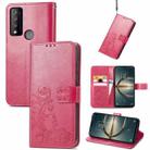 For TCL 30 V 5G Four-leaf Clasp Embossed Buckle Leather Phone Case(Magenta) - 1