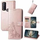 For TCL 30 V 5G Four-leaf Clasp Embossed Buckle Leather Phone Case(Rose Gold) - 1