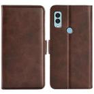 For Kyocera Android One S9 Dual-side Magnetic Buckle Leather Phone Case(Brown) - 1