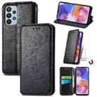 For Samsung Galaxy  A23 Blooming Mandala Embossed Magnetic Leather Phone Case(Black) - 1
