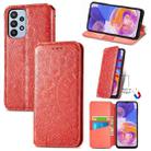For Samsung Galaxy  A23 Blooming Mandala Embossed Magnetic Leather Phone Case(Red) - 1