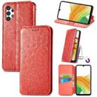 For Samsung Galaxy A13 4G Blooming Mandala Embossed Magnetic Leather Phone Case(Red) - 1