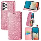 For Samsung Galaxy A73 5G Blooming Mandala Embossed Magnetic Leather Phone Case(Pink) - 1