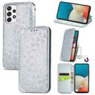 For Samsung Galaxy A73 5G Blooming Mandala Embossed Magnetic Leather Phone Case(Gray) - 1