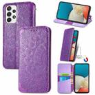 For Samsung Galaxy A73 5G Blooming Mandala Embossed Magnetic Leather Phone Case(Purple) - 1