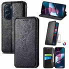 For Motorola Edge X30 Blooming Mandala Embossed Magnetic Leather Phone Case(Black) - 1