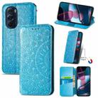 For Motorola Edge X30 Blooming Mandala Embossed Magnetic Leather Phone Case(Blue) - 1