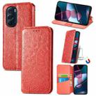 For Motorola Edge X30 Blooming Mandala Embossed Magnetic Leather Phone Case(Red) - 1