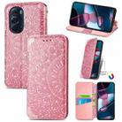 For Motorola Edge X30 Blooming Mandala Embossed Magnetic Leather Phone Case(Pink) - 1