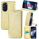 For Motorola Edge X30 Blooming Mandala Embossed Magnetic Leather Phone Case(Yellow) - 1