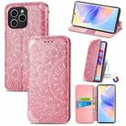 For Honor 60 SE Blooming Mandala Embossed Magnetic Leather Phone Case(Pink) - 1