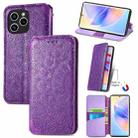 For Honor 60 SE Blooming Mandala Embossed Magnetic Leather Phone Case(Purple) - 1