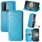 For TCL 30 V 5G Blooming Mandala Embossed Magnetic Leather Phone Case(Blue) - 1