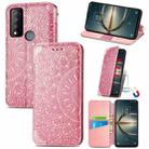 For TCL 30 V 5G Blooming Mandala Embossed Magnetic Leather Phone Case(Pink) - 1