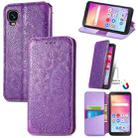 For TCL A509DL / A3 Blooming Mandala Embossed Magnetic Leather Phone Case(Purple) - 1