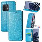 For OnePlus 10 Pro Blooming Mandala Embossed Magnetic Leather Phone Case(Blue) - 1