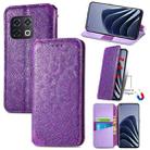 For OnePlus 10 Pro Blooming Mandala Embossed Magnetic Leather Phone Case(Purple) - 1