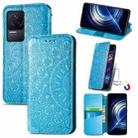 For Xiaomi Redmi K50 Pro Blooming Mandala Embossed Magnetic Leather Phone Case(Blue) - 1