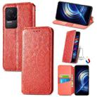 For Xiaomi Redmi K50 Pro Blooming Mandala Embossed Magnetic Leather Phone Case(Red) - 1