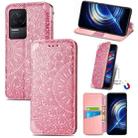 For Xiaomi Redmi K50 Pro Blooming Mandala Embossed Magnetic Leather Phone Case(Pink) - 1