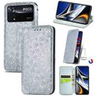 For Xiaomi Poco X4 Pro 5G Blooming Mandala Embossed Magnetic Leather Phone Case(Gray) - 1