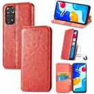 For Xiaomi Redmi Note 11S Blooming Mandala Embossed Magnetic Leather Phone Case(Red) - 1